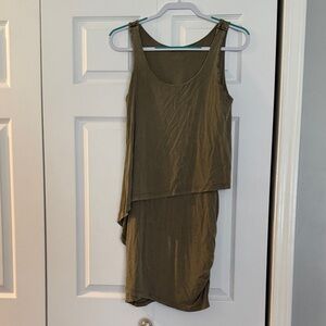 DKNY Asymmetrical Dress in Olive